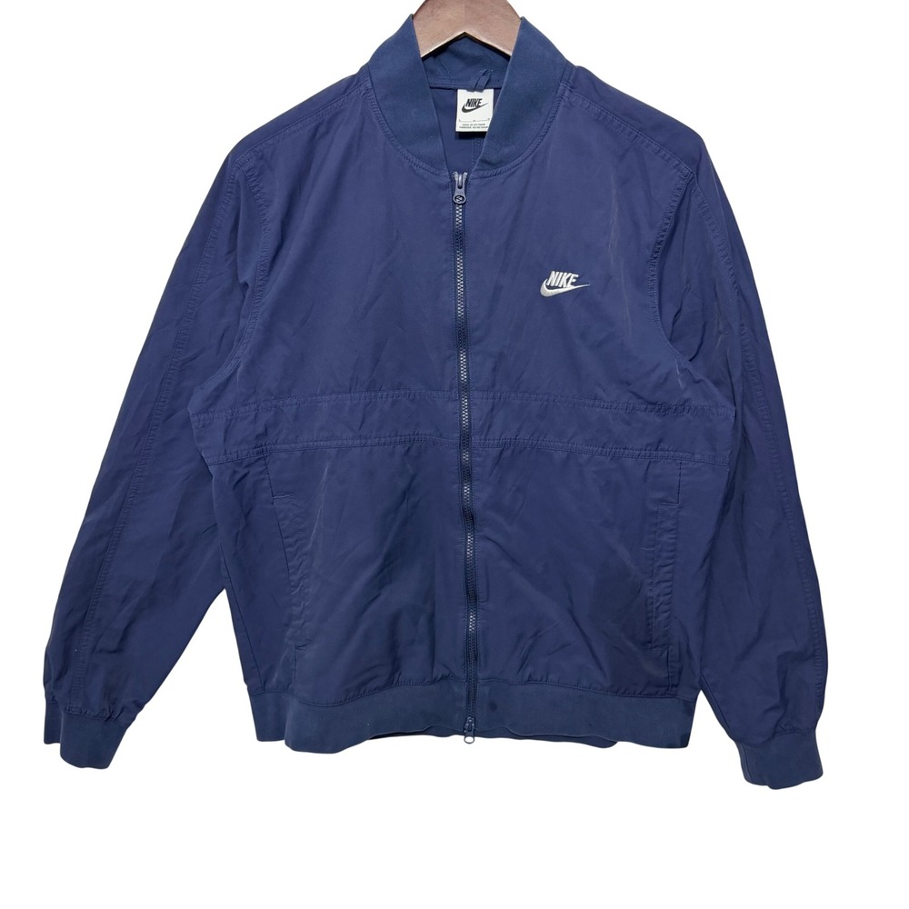 Nike Mens Full Zip Bomber Jacket Navy Blue Lightweight Windbreaker Large L